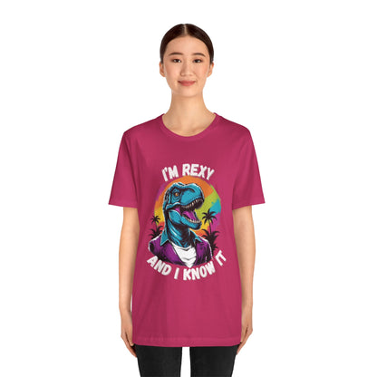 Retro Rex – I’m Rexy and I Know It Unisex T-Shirt with 80s Vibes & Cool T-Rex