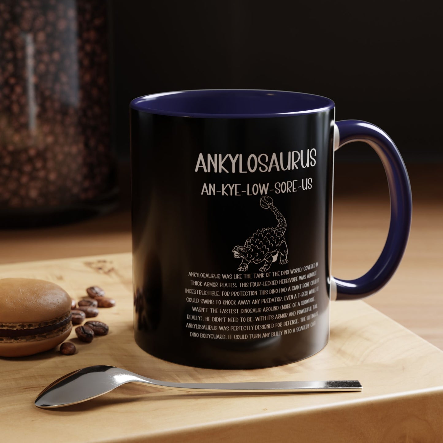 Defensive Ankylosaurus Mug with Detailed White Graphic Amazing Gift for the Dino Lovers in your life