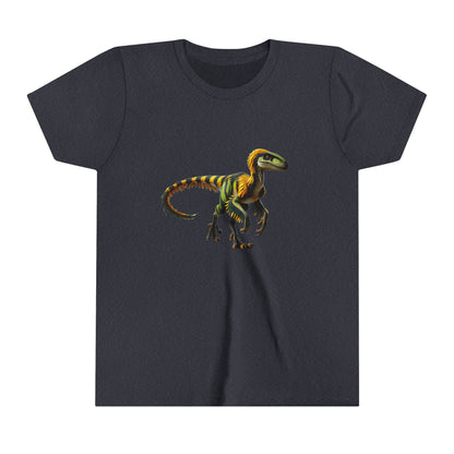 Youth Vibrant Jungle Velociraptor Tee – Bold Green & Yellow Dino Style! 🦖🌿🔥 - Unisex Jersey Short Sleeve Tee Super Comfy Dino T-Shirt Gift