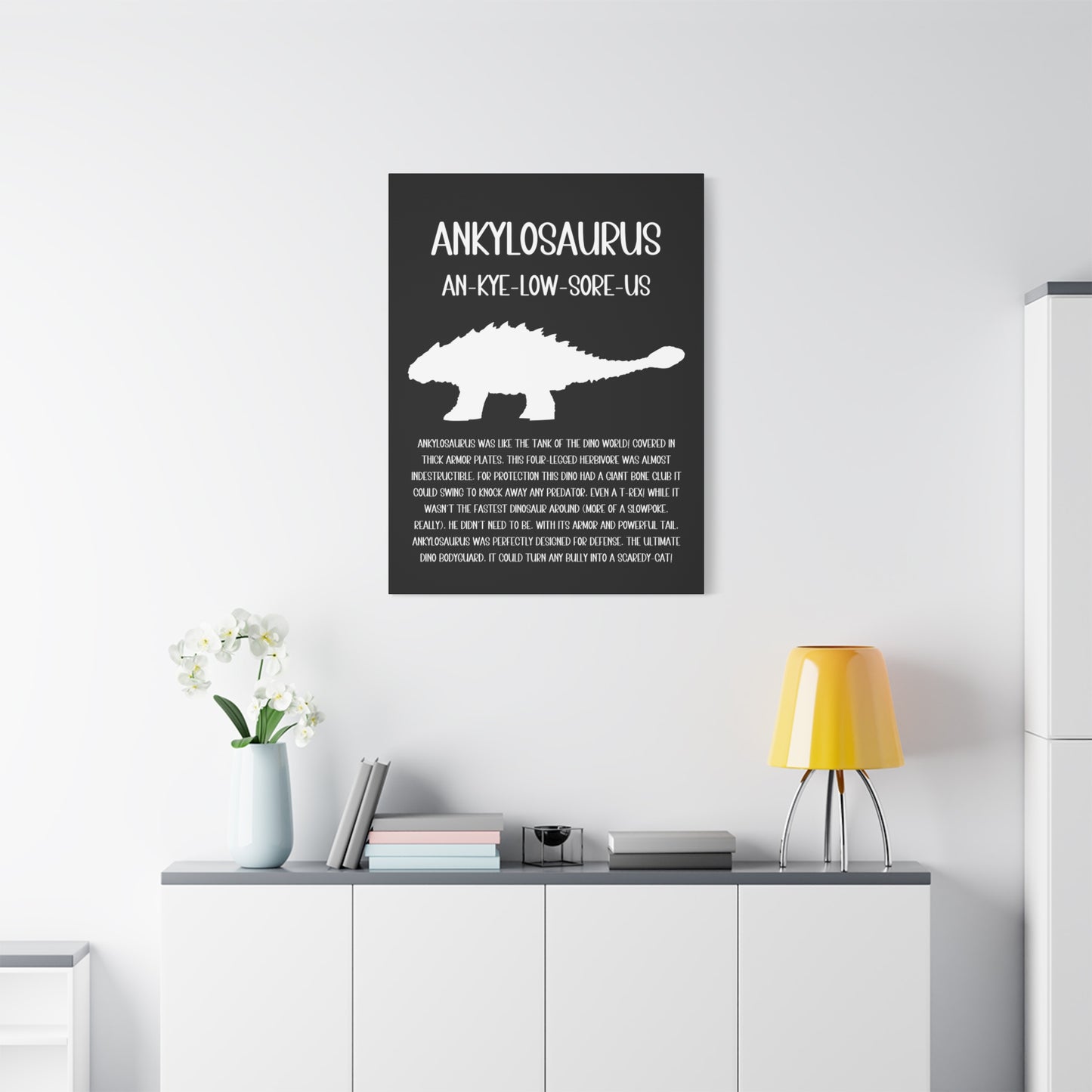 Ankylosaurus Vertical Matte Canvas Black, Stretched, 1.25" Amazing Gift for the Dino Lover in your life