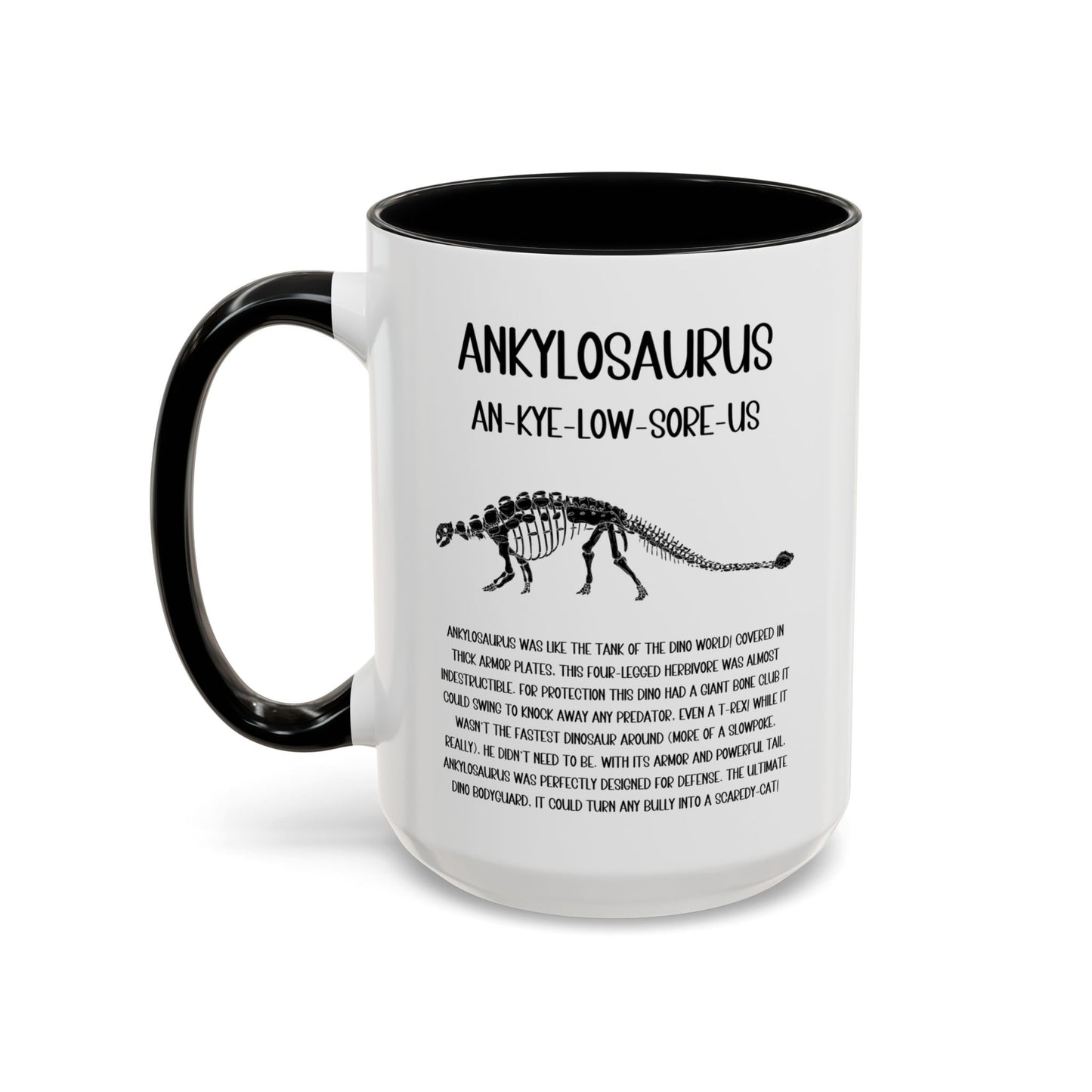 Fossil Ankylosaurus Mug with Detailed Black Graphic Amazing Gift for the Dino Lovers in your life