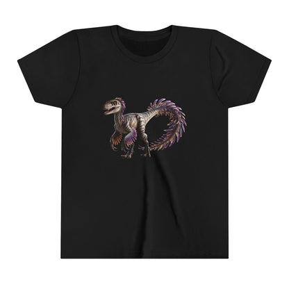 Youth Majestic Feathered Velociraptor Tee – Fierce, Fabulous, and Full of Flair! 🦖💜✨ - Unisex Jersey Short Sleeve Tee Super Comfy Dino T-Shirt Gift