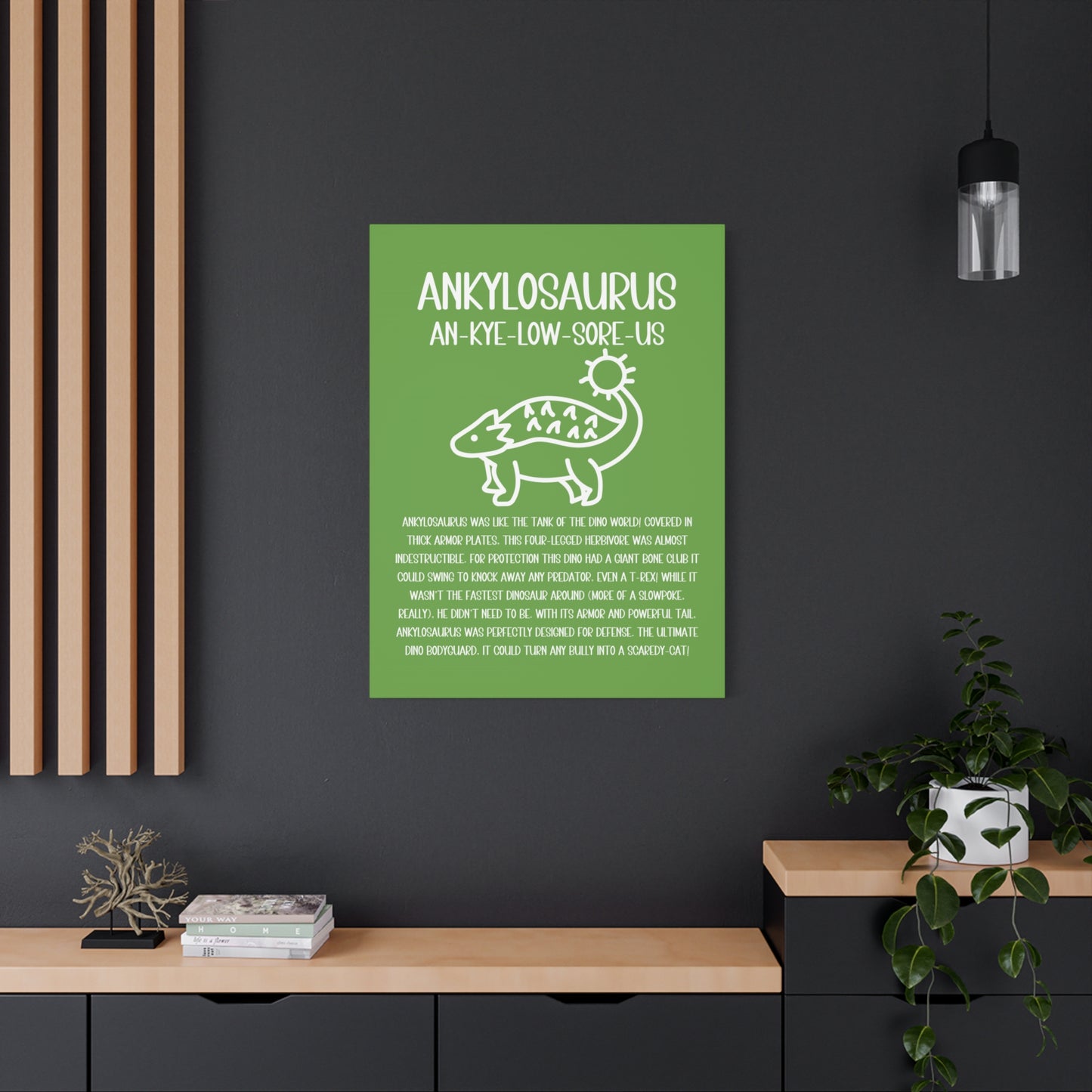 Cute Ankylosaurus Vertical Matte Canvas Green, Stretched, 1.25" Amazing Gift for the Dino Lover in your life