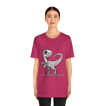 Monochrome Cartoon Velociraptor - Unisex Jersey Short Sleeve Tee Super Comfy Dino T-Shirt Gift