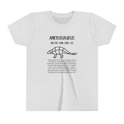 Youth Polygon Ankylosaurus T-Shirt with Detailed Black Graphics - Unisex Jersey Short Sleeve Tee Super Comfy Dino T-Shirt Gift