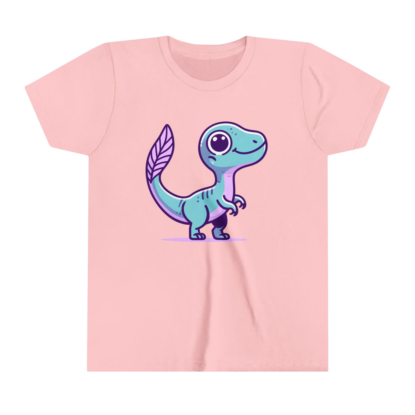 Youth Adorable Pastel Velociraptor Tee – Cute Dino Vibes in Aqua & Lavender! 🦕💜💙- Unisex Jersey Short Sleeve Tee Super Comfy Dino T-Shirt Gift