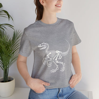 Classic Velociraptor Skeleton Tee – Perfect Fossil Design for Dino Lovers! 🦖💀🦴 - Unisex Jersey Short Sleeve Tee Super Comfy Dino T-Shirt Gift