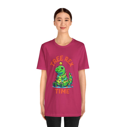 Tree Rex Time Christmas Jerry - Unisex Jersey Short Sleeve Tee Super Comfy Dino T-Shirt Gift