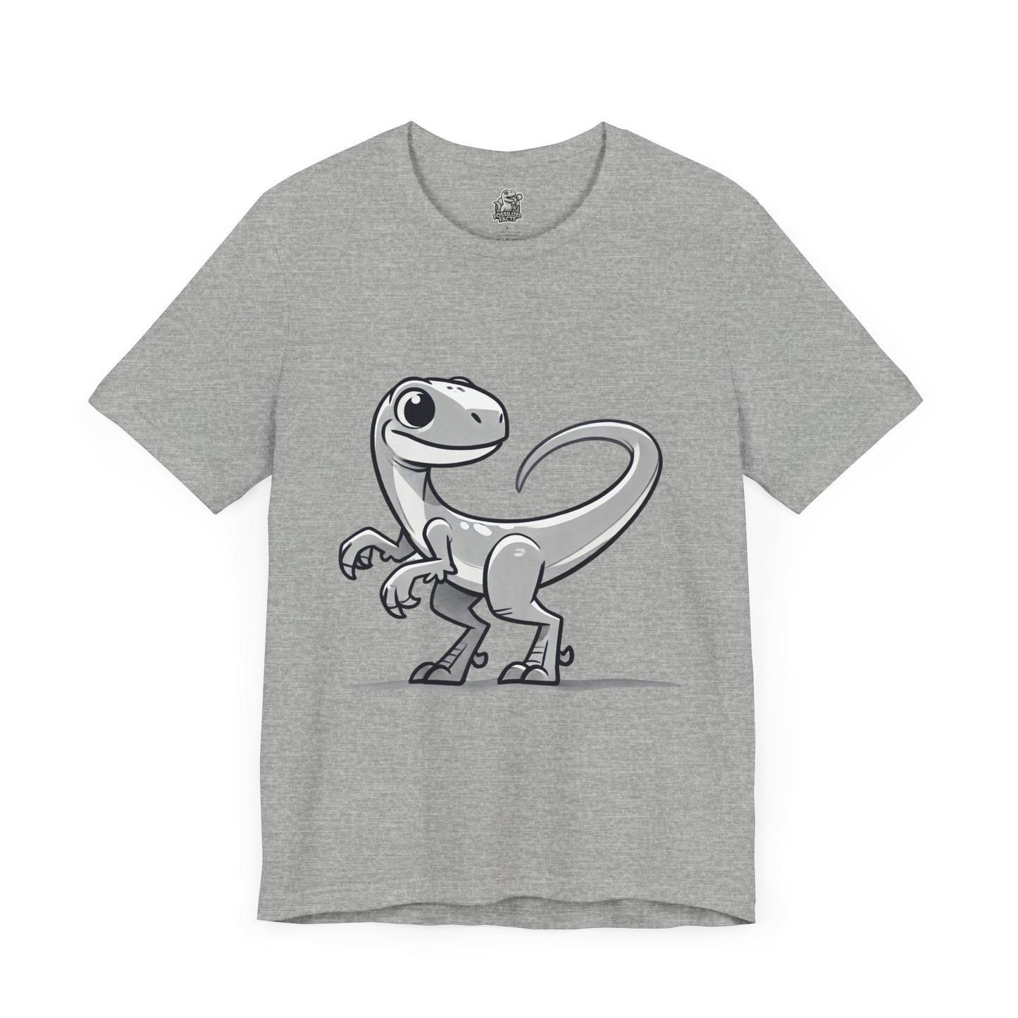 Monochrome Cartoon Velociraptor - Unisex Jersey Short Sleeve Tee Super Comfy Dino T-Shirt Gift