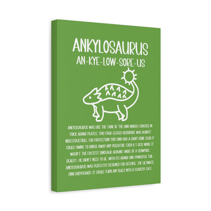 Cute Ankylosaurus Vertical Matte Canvas Green, Stretched, 1.25" Amazing Gift for the Dino Lover in your life