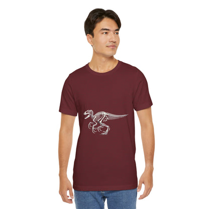 Detailed Velociraptor Skeleton Tee – Fossil-Inspired Style for Dino Fans! 🦖🦴 - Unisex Jersey Short Sleeve Tee Super Comfy Dino T-Shirt Gift