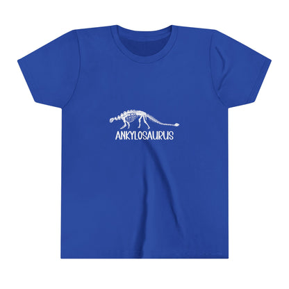 Youth Fossil Ankylosaurus T-Shirt with White Graphics - Unisex Jersey Short Sleeve Tee Super Comfy Dino T-Shirt Gift