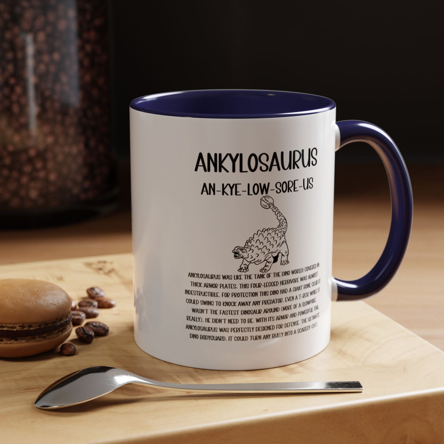 Defensive  Ankylosaurus Mug with Detailed Black Graphic Amazing Gift for the Dino Lovers in your life