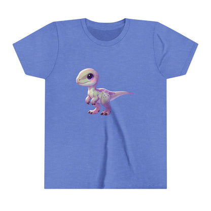 Youth Pastel Baby Velociraptor Tee – Soft & Sweet Dino Style in Lavender! 🦖💜🌸 - Unisex Jersey Short Sleeve Tee Super Comfy Dino T-Shirt Gift