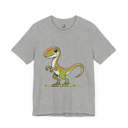 Playful Green Cartoon Velociraptor - Unisex Jersey Short Sleeve Tee Super Comfy Dino T-Shirt Gift