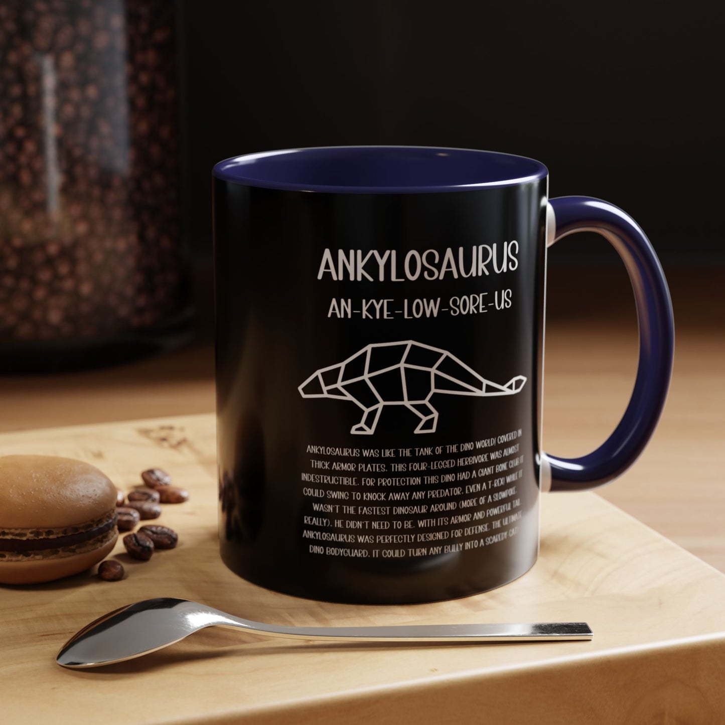 Polygon Ankylosaurus Mug with Detailed White Graphic Amazing Gift for the Dino Lovers in your life