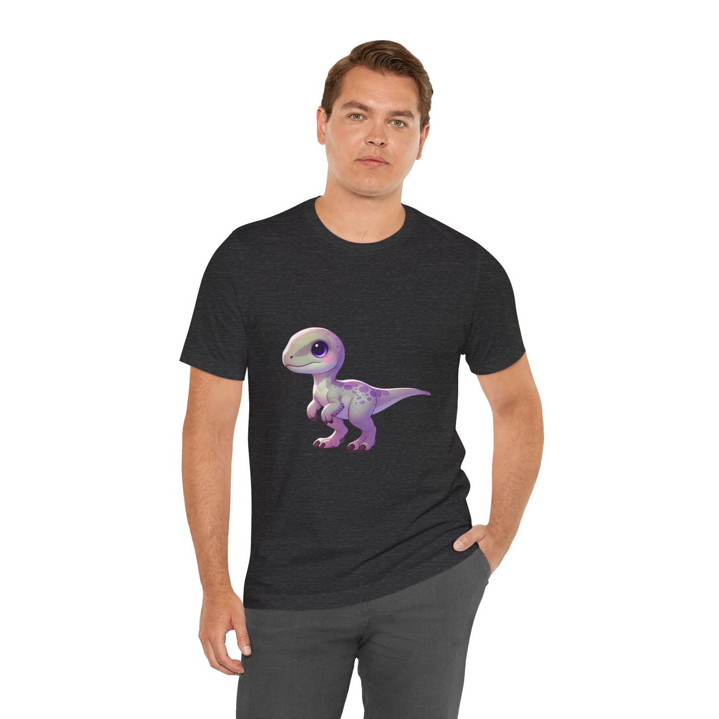 Pastel Baby Velociraptor Tee – Soft & Sweet Dino Style in Lavender! 🦖💜🌸 - Unisex Jersey Short Sleeve Tee Super Comfy Dino T-Shirt Gift