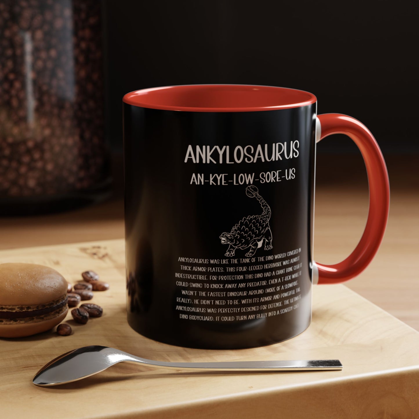 Defensive Ankylosaurus Mug with Detailed White Graphic Amazing Gift for the Dino Lovers in your life