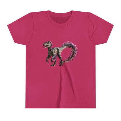 Youth Majestic Feathered Velociraptor Tee – Fierce, Fabulous, and Full of Flair! 🦖💜✨ - Unisex Jersey Short Sleeve Tee Super Comfy Dino T-Shirt Gift