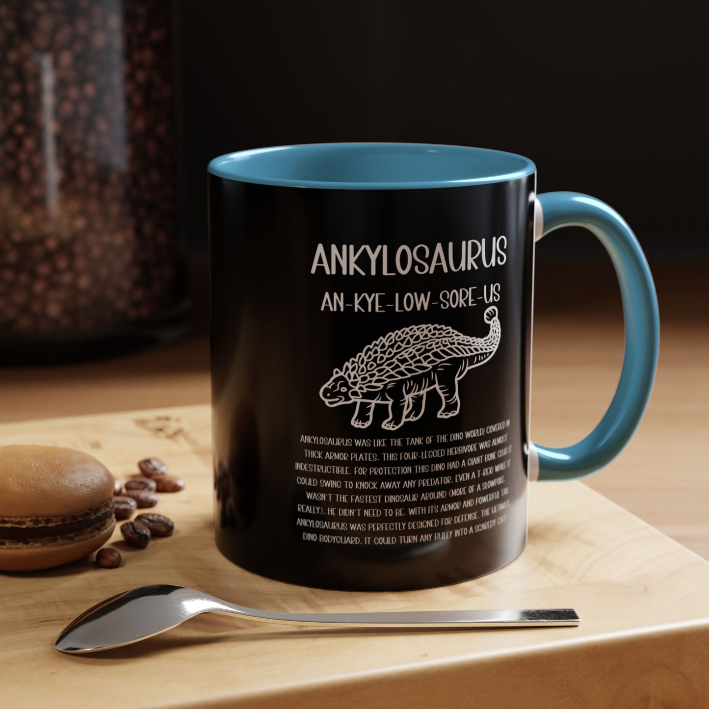 Outlined Ankylosaurus Mug with Detailed White Graphic Amazing Gift for the Dino Lovers in your life