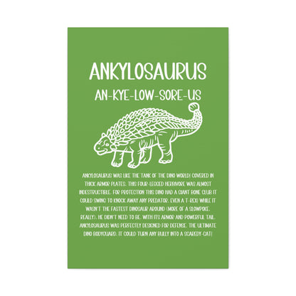 Outlined Ankylosaurus Vertical Matte Canvas Green, Stretched, 1.25" Amazing Gift for the Dino Lover in your life