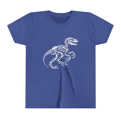 Youth Bold Velociraptor Skeleton Tee – Iconic Fossil Design for Dinosaur Fans! 🦖💀🦴 - Unisex Jersey Short Sleeve Tee Super Comfy Dino T-Shirt Gift