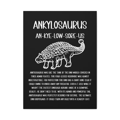 Outlined Ankylosaurus Vertical Matte Canvas Black, Stretched, 1.25" Amazing Gift for the Dino Lover in your life