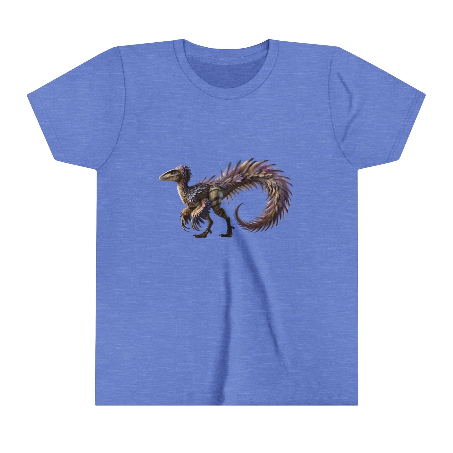 Youth Fierce & Fabulous Velociraptor Tee – Bold Stripes & a Pop of Purple! 🦖💜🌌 - Unisex Jersey Short Sleeve Tee Super Comfy Dino T-Shirt Gift