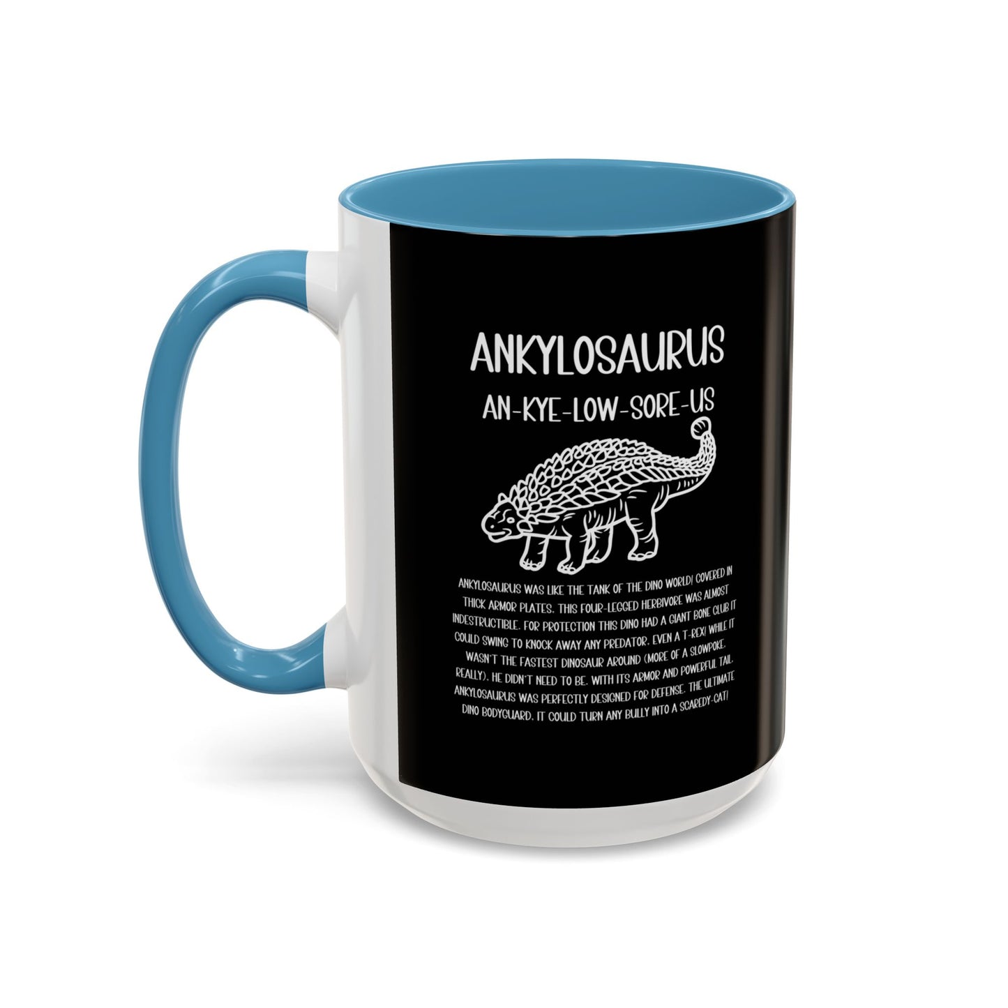 Outlined Ankylosaurus Mug with Detailed White Graphic Amazing Gift for the Dino Lovers in your life