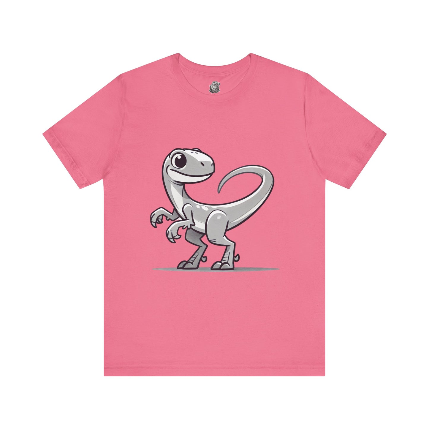 Monochrome Cartoon Velociraptor - Unisex Jersey Short Sleeve Tee Super Comfy Dino T-Shirt Gift