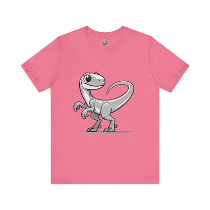 Monochrome Cartoon Velociraptor - Unisex Jersey Short Sleeve Tee Super Comfy Dino T-Shirt Gift