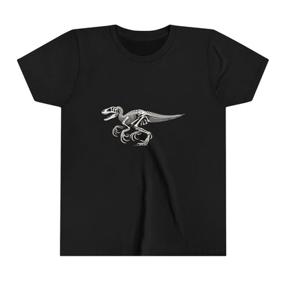 Youth Detailed Velociraptor Skeleton Tee – Fossil-Inspired Style for Dino Fans! 🦖🦴⚒️- Unisex Jersey Short Sleeve Tee Super Comfy Dino T-Shirt Gift