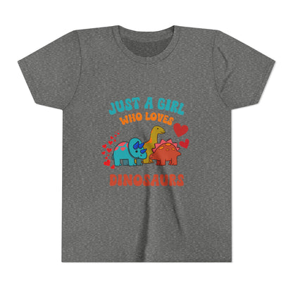 Just a Girl Who Loves Dinosaurs Youth Size T-Shirt Stem Tweens and Teens who Love Dinosaurs Tshirts