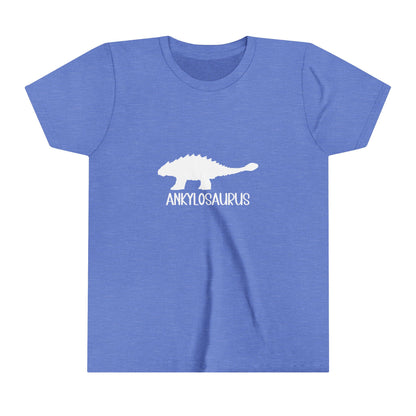 Youth Ankylosaurus T-Shirt with White Graphics - Unisex Jersey Short Sleeve Tee Super Comfy Dino T-Shirt Gift