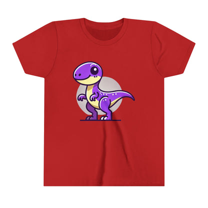 Youth Adorable Purple Dino Tee – Perfect for Little Dinosaur Lovers! 💜🦖 - Unisex Jersey Short Sleeve Tee Super Comfy Dino T-Shirt Gift