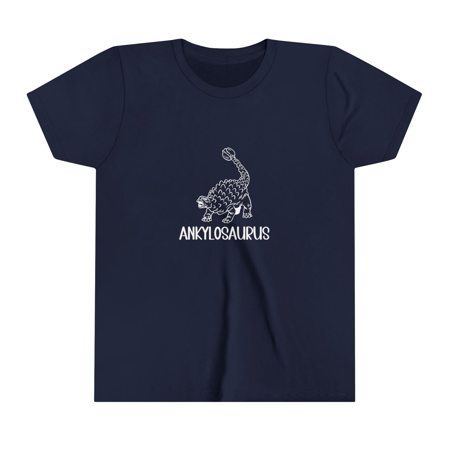 Youth Defensive Ankylosaurus T-Shirt with White Graphics - Unisex Jersey Short Sleeve Tee Super Comfy Dino T-Shirt Gift