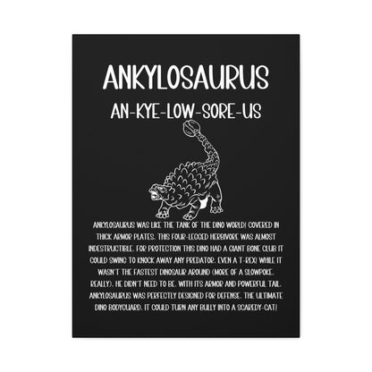 Defensive Ankylosaurus Vertical Matte Canvas Black, Stretched, 1.25" Amazing Gift for the Dino Lover in your life