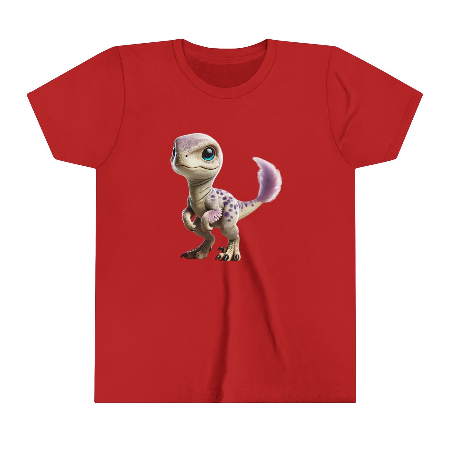 Youth Lovable Baby Velociraptor Tee – Sweet Dino Style in Soft Pastels! 🦖💜✨ - Unisex Jersey Short Sleeve Tee Super Comfy Dino T-Shirt Gift