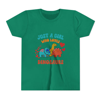 Just a Girl Who Loves Dinosaurs Youth Size T-Shirt Stem Tweens and Teens who Love Dinosaurs Tshirts