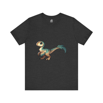 Sweet Baby Velociraptor Tee – Gentle Dino Charm in Soft Teal & Tan! 🦖💚✨ - Unisex Jersey Short Sleeve Tee Super Comfy Dino T-Shirt Gift