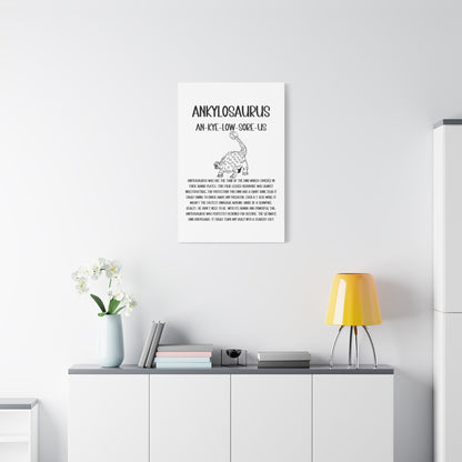 Defensive Ankylosaurus Vertical Matte Canvas White, Stretched, 1.25" Amazing Gift for the Dino Lover in your life