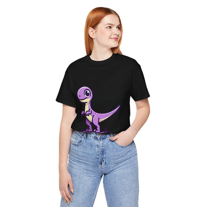 Cute Purple Cartoon Velociraptor - Unisex Jersey Short Sleeve Tee Super Comfy Dino T-Shirt Gift