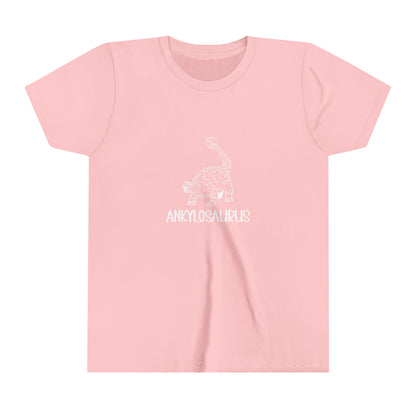 Youth Defensive Ankylosaurus T-Shirt with White Graphics - Unisex Jersey Short Sleeve Tee Super Comfy Dino T-Shirt Gift