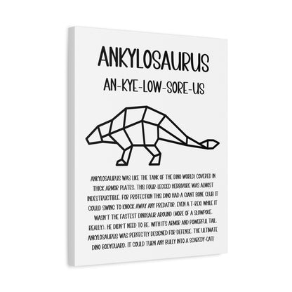 Polygon Outlined Ankylosaurus Vertical Matte Canvas White, Stretched, 1.25" Amazing Gift for the Dino Lover in your life