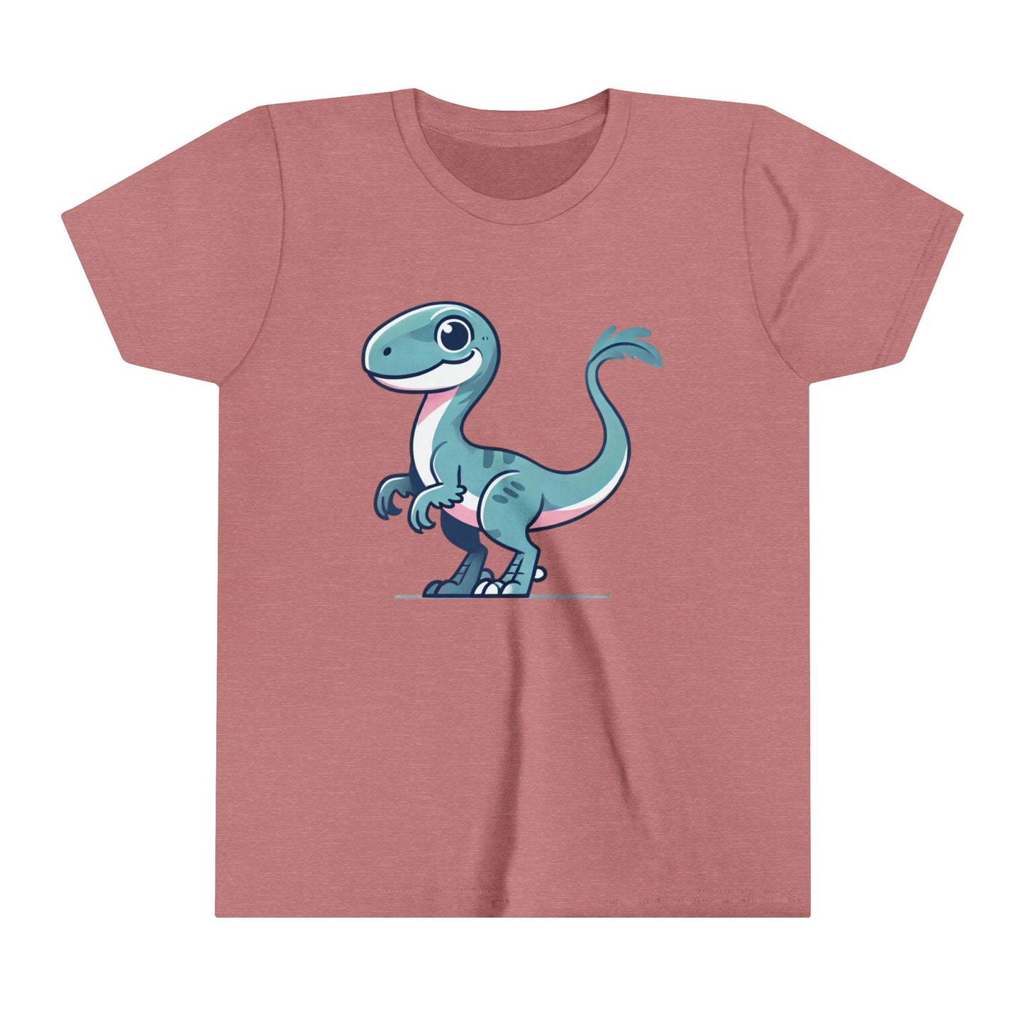 Youth Cheerful Blue Velociraptor Tee – Cute Dino Style for All Ages! 🌊🦖💙 - Unisex Jersey Short Sleeve Tee Super Comfy Dino T-Shirt Gift