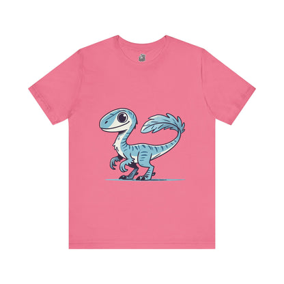 Charming Blue Velociraptor Tee – Cool Dino Style with a Playful Twist! 🦖💙❄️ - Unisex Jersey Short Sleeve Tee Super Comfy Dino T-Shirt Gift