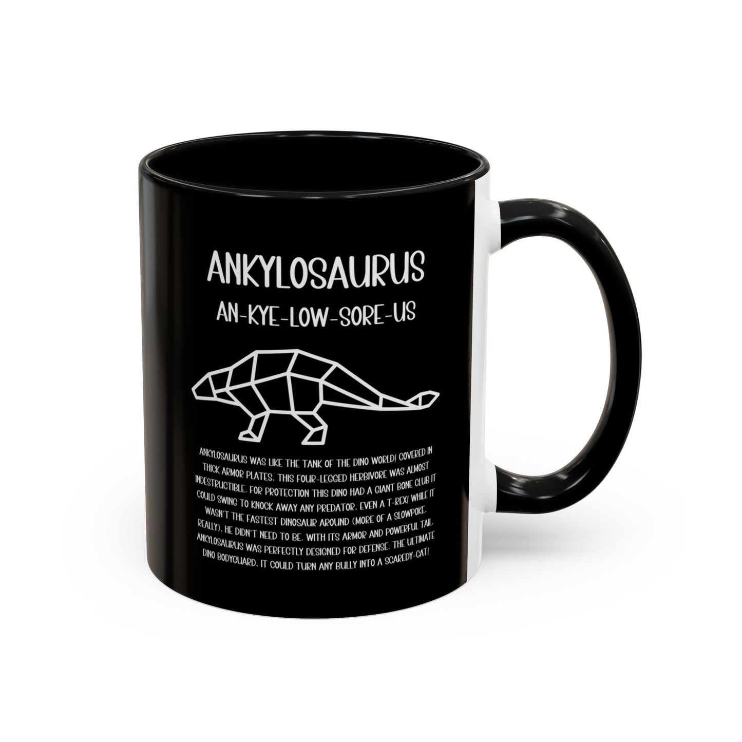 Polygon Ankylosaurus Mug with Detailed White Graphic Amazing Gift for the Dino Lovers in your life