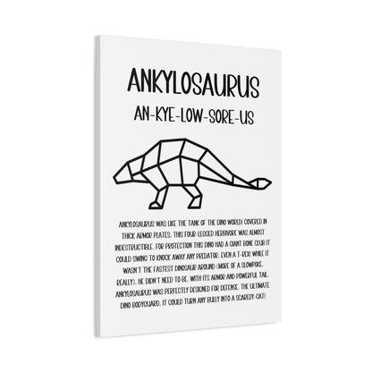 Polygon Outlined Ankylosaurus Vertical Matte Canvas White, Stretched, 1.25" Amazing Gift for the Dino Lover in your life