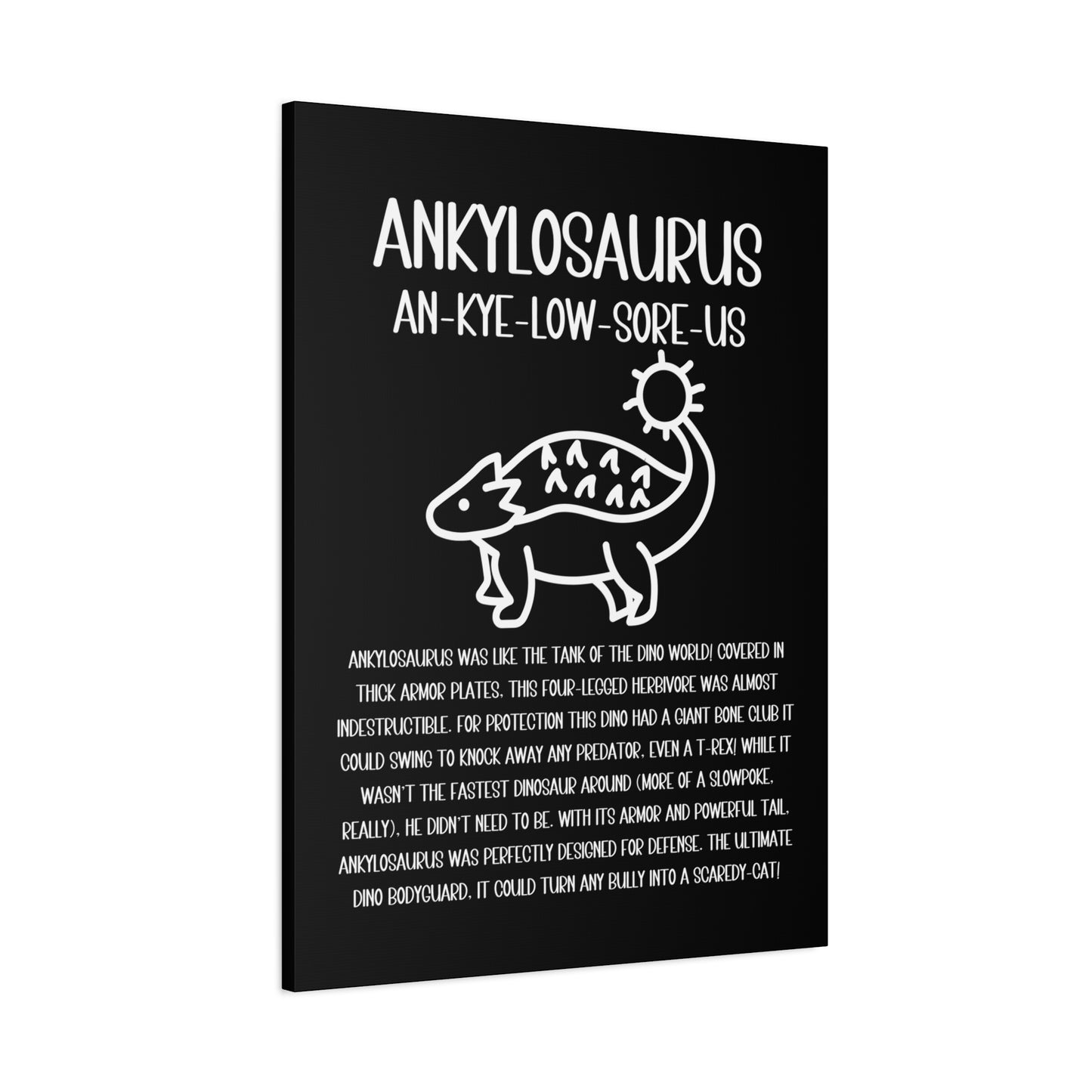 Cute Ankylosaurus Vertical Matte Canvas Black, Stretched, 1.25" Amazing Gift for the Dino Lover in your life