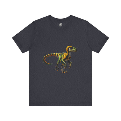 Vibrant Jungle Velociraptor Tee – Bold Green & Yellow Dino Style! 🦖🌿🔥 - Unisex Jersey Short Sleeve Tee Super Comfy Dino T-Shirt Gift